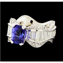 2.26 ctw Tanzanite and Diamond Ring - 14KT White Gold