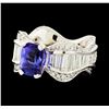 Image 1 : 2.26 ctw Tanzanite and Diamond Ring - 14KT White Gold