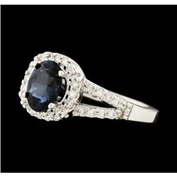 1.1 ctw Sapphire and Diamond Ring - 14KT White Gold