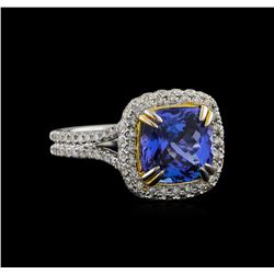 14KT Two-Tone Gold 4.29 ctw Tanzanite and Diamond Ring