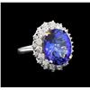GIA Cert 10.03 ctw Tanzanite and Diamond Ring - 14KT White Gold