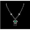 2.90 ctw Emerald and Diamond Necklace - 18KT White Gold