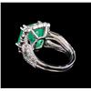 Image 3 : 6.65 ctw Emerald and Diamond Ring - 14KT White Gold