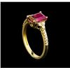 Image 4 : 1.57 ctw Tourmaline and Diamond Ring - 14KT Yellow Gold