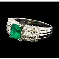 0.91 ctw Emerald and Diamond Ring - Platinum