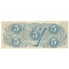 Image 2 : 1863 $5 The Confederate States of America Note T-60 CC