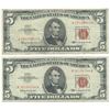 Image 1 : 1963 $5 Fine Red Seal Bill Lot of 2