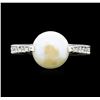 Image 2 : 0.25 ctw Diamond and Pearl Ring - 14KT White Gold