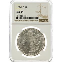 1886 NGC MS64 Morgan Silver Dollar