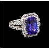 14KT White Gold 3.58 ctw Tanzanite and Diamond Ring