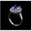 Image 4 : 4.13 ctw Tanzanite and Diamond Ring - 14KT White Gold