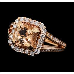 1.92 ctw Morganite and Diamond Ring - 14KT Rose Gold