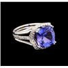 6.11 ctw Tanzanite and Diamond Ring - 14KT White Gold
