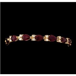 21.64 ctw Ruby and Diamond Bracelet - 14KT Rose Gold