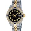 Image 2 : Rolex Ladies 2T Black Diamond And Sapphire Datejust Wristwatch
