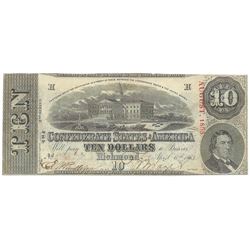 1863 $10 The Confederate States of America Note T-59 CC