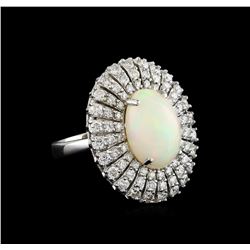 5.68 ctw Opal and Diamond Ring - 14KT White Gold