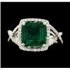 Image 2 : 3.67 ctw Emerald and Diamond Ring - 18KT White Gold