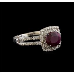 1.50 ctw Ruby and Diamond Ring - 18KT White Gold