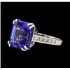GIA Cert 10.16 ctw Tanzanite and Diamond Ring - 14KT White Gold