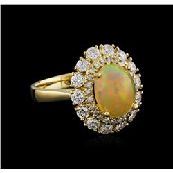 1.91 ctw Opal and Diamond Ring - 14KT Yellow Gold