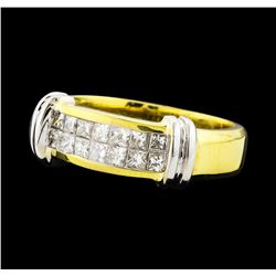 0.65 ctw Diamond Ring - 18KT Yellow With Rhodium Plating Gold