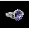 4.15 ctw Tanzanite and Diamond Ring - 14KT White Gold