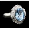 2.60 ctw Aquamarine and Diamond Ring - Platinum