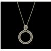 Image 1 : Crystal Pave Circle Pendant Necklace - Rhodium Plated