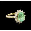 3.25 ctw Emerald and Diamond Ring - 14KT Yellow Gold