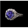 33.9 ctw Tanzanite and Diamond Ring - 14KT White Gold