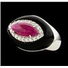 Image 1 : 2.20 ctw Ruby and Diamond Ring - 18KT Yellow Gold With Rhodium