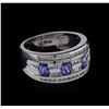 0.35 ctw Tanzanite and Diamond Ring - 14KT White Gold
