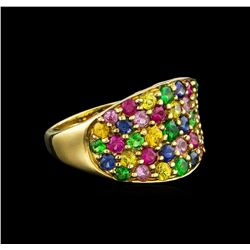 3.41 ctw Multi Gemstone Ring - 9KT Yellow Gold