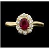 Image 2 : 0.77 ctw Ruby and Diamond Ring - 18KT Yellow Gold