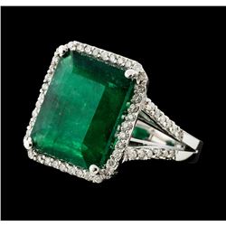 7.70 ctw Emerald and Diamond Ring - 14KT White Gold