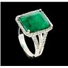 Image 4 : 7.70 ctw Emerald and Diamond Ring - 14KT White Gold