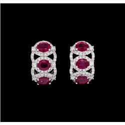 2.43 ctw Ruby and Diamond Earrings - 18KT White Gold