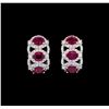 Image 1 : 2.43 ctw Ruby and Diamond Earrings - 18KT White Gold