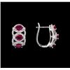 Image 2 : 2.43 ctw Ruby and Diamond Earrings - 18KT White Gold