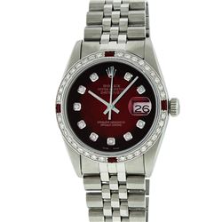 Rolex Stainless Steel 1.00 ctw Diamond and Ruby DateJust Men's Watch