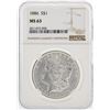 Image 1 : 1886 NGC MS63 Morgan Silver Dollar