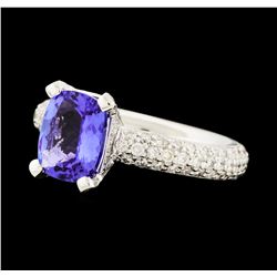 2.20 ctw Tanzanite and Diamond Ring - 18KT White Gold