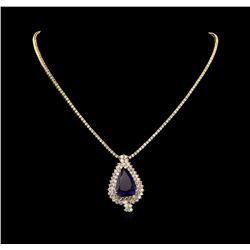 14KT Yellow Gold 23.05 ctw GIA Certified Tanzanite and Diamond Necklace