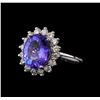 5.27 ctw Tanzanite and Diamond Ring - 14KT White Gold