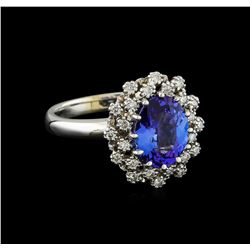 2.3 ctw Tanzanite and Diamond Ring - 14KT White Gold