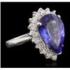 14KT White Gold 6.51 ctw Tanzanite and Diamond Ring
