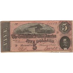 1864 $5 Confederate States of America Bank Note