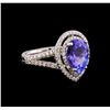 3.15 ctw Tanzanite and Diamond Ring - 14KT White Gold