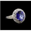 2.85 ctw Tanzanite and Diamond Ring - 14KT White Gold